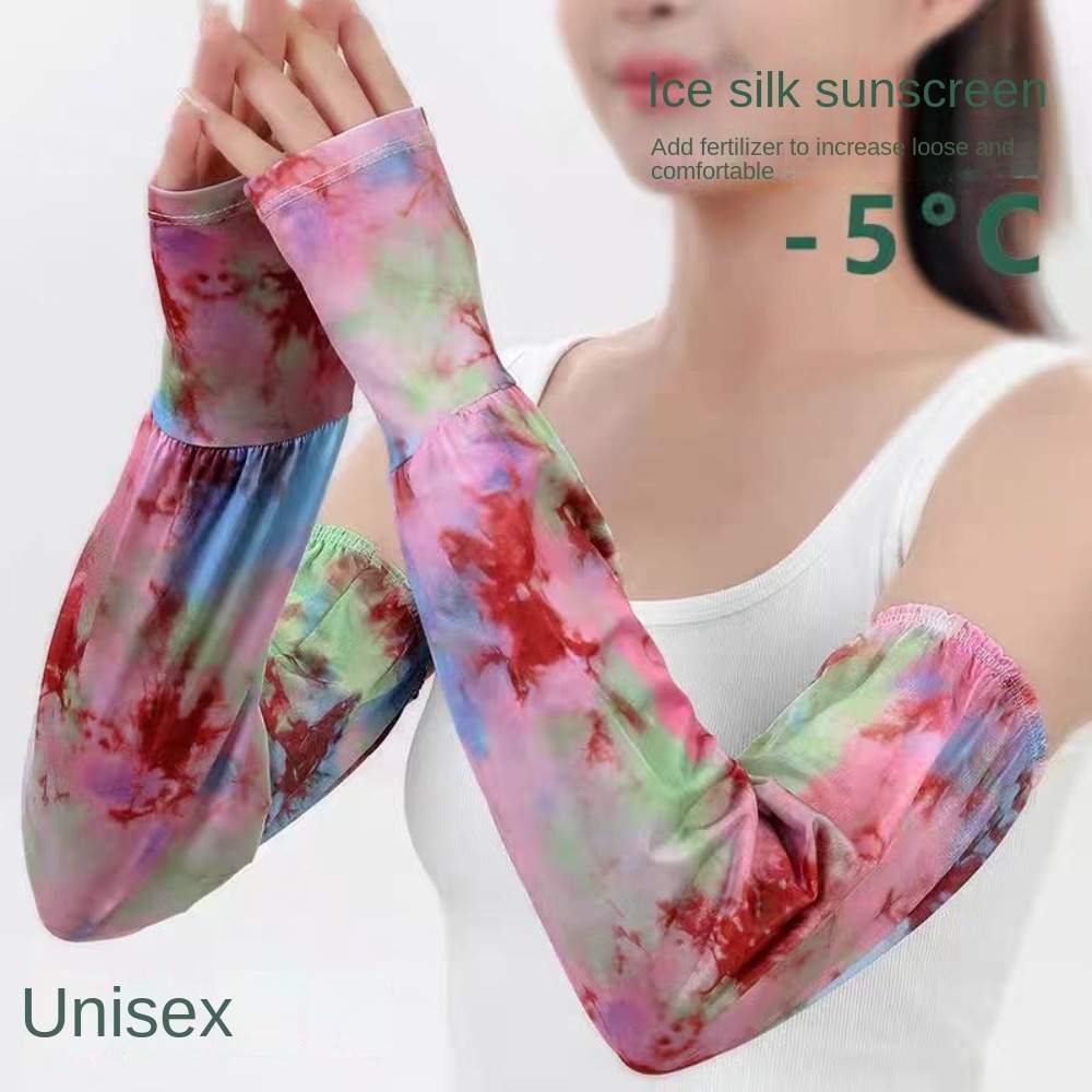 Cycling Glove - Maniche lunghe in seta ghiaccio tie-dye,